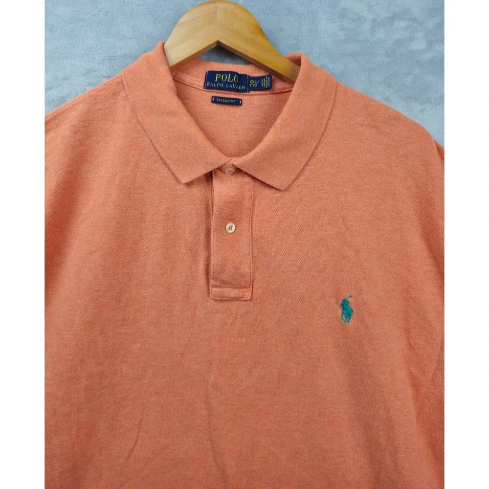 Polo Ralph‎ Lauren Polo Shirt Mens 2XL XXL Pony Logo Peach Orange Solid